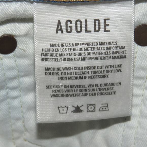 Agolde Light Wash Distressed Riley High Rise Straight Leg Cropped Jeans - Picture 11 of 12